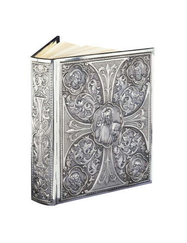 Book cover made in brass with Christ and Evangelists