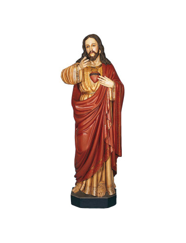 Sagrado Corazón de Jesús en madera policromada