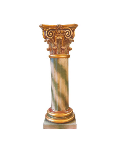 Column made in polychrome wood and golden to the mixtion