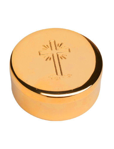 Hosts Box made in gold plated brass with cross motif