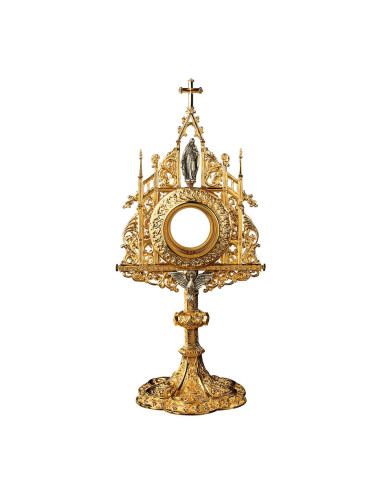 Gothic style Monstrance Holy Spirit and Sacred Heart