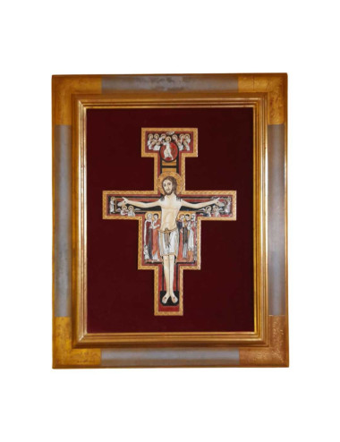 Frame with Saint Damiano's cross decorated with enamel