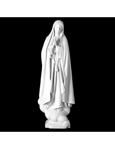 Imagen de la Virgen de Fátima con corazón realizada en piedra reconstituida
