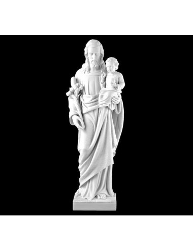 Image of Saint Joseph with Child and lilies made in reconstituted stone