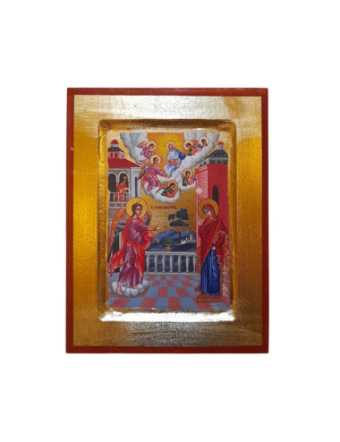 Hand Painted Greek Icon with the Annunciation image