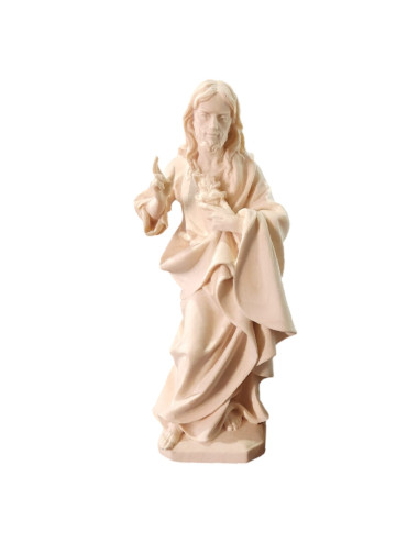 Imagen de Sagrado Corazón de Jesús con la mano en el pecho talla de madera