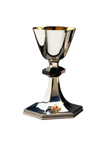 Cáliz plata clásico cruz y ónix