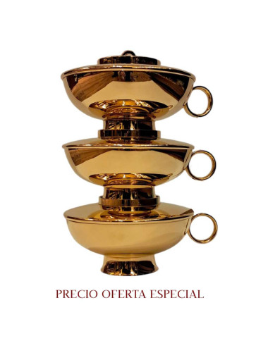 Copón apilable clásico realizado en metal dorado. OFERTA ESPECIAL