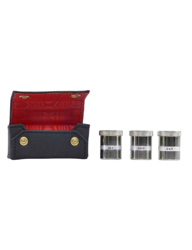 Three Oil stock set made in nikel plated brass with case