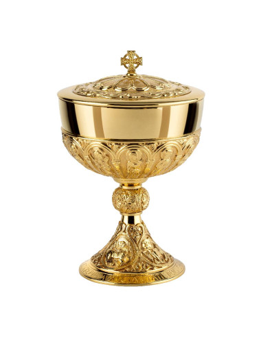 Copón de gran capacidad estilo románico metal dorado Doce Apóstoles
