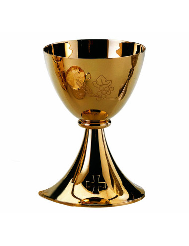 Chalice of modern style in gold plated brass