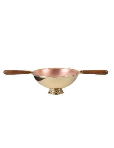 Special cauldron/censer made in gold plated brass with wooden handles
