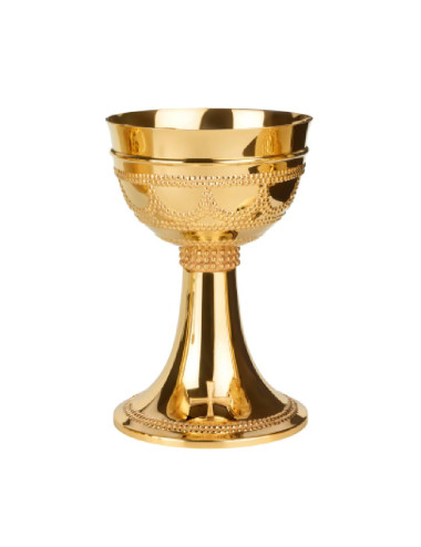 Visigothic style Chalice made in gold plated brass with hand chiselled