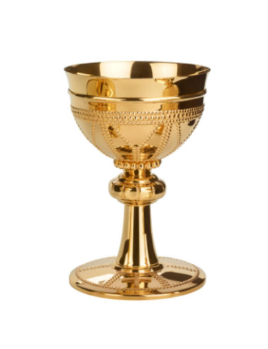 Hand chiseled Visigothic style Chalice made in gold plated brass
