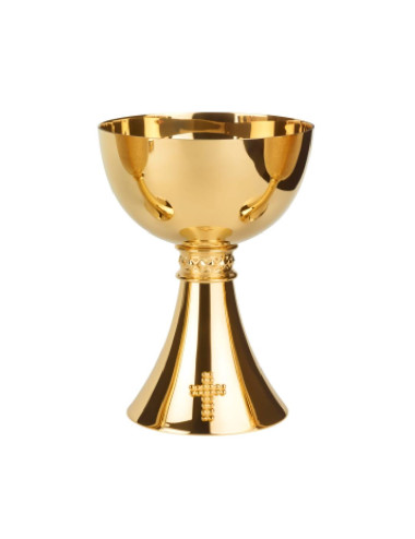 Visigothic style Chalice made in brass with hand chiselled cross