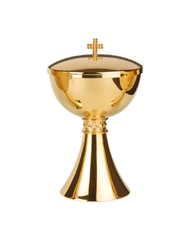 Visigothic style Ciboria made in brass with hand chiselled cross on lid