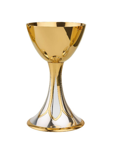 Modern style chalice made in two tones brass of elegants lines