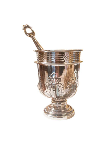 Holy Water Pot with Sprinkler made in sterling silver