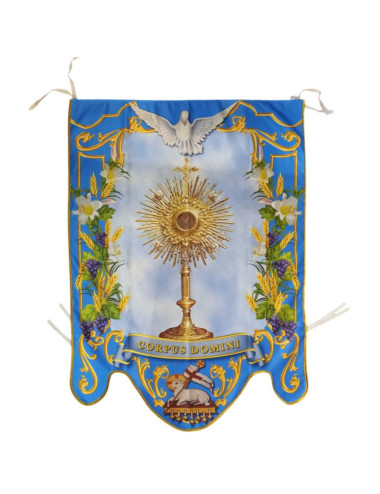 Balconera del corpus azul con custodia y Espiritu Santo