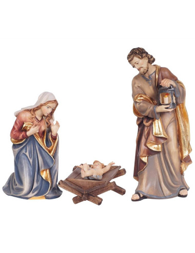 Holy Family made in wood carving image with Child in crib
