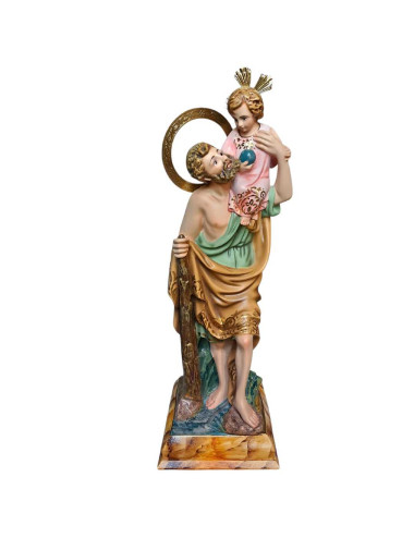 Image of Saint Christopher made in polychrome wood pulp