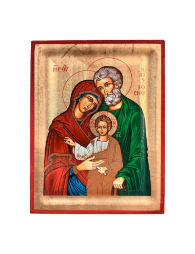 Icono griego con imagen de la Sagrada Familia