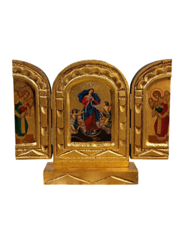 Triptych Virgin of Perpetual Help or Virgin of Untier of Knots made in wood