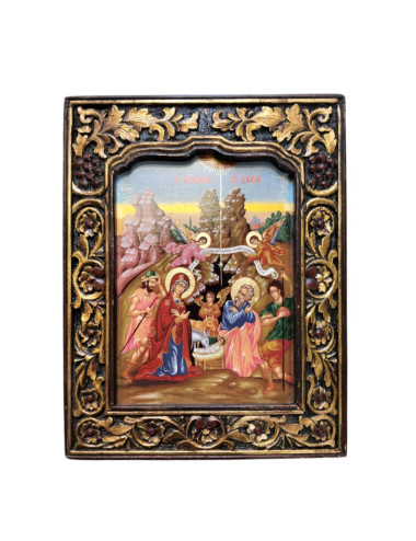 Icono griego con la imagen del Nacimiento de Jesús