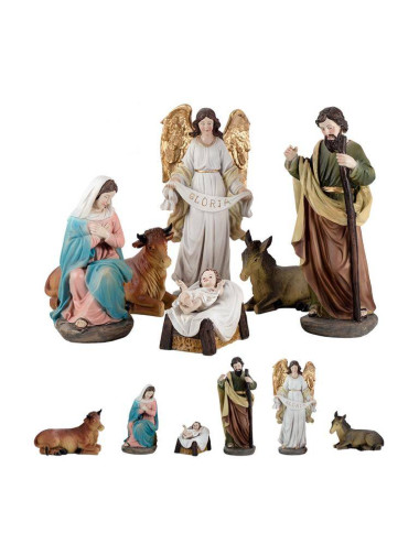 Nacimiento realizado en resina coloreada compuesto por 6 piezas