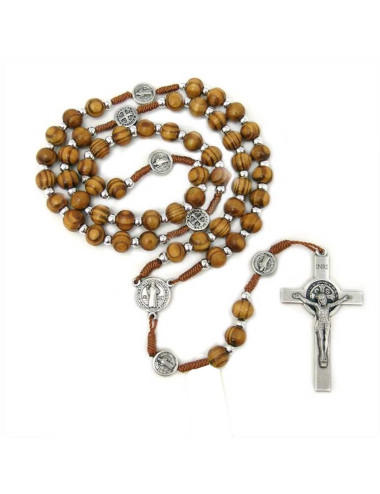 Rosary of Saint Benedict made in wood and brass