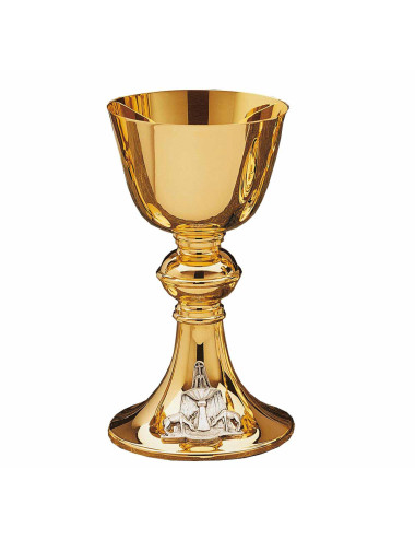 Chalice of simple style in gold plated brass