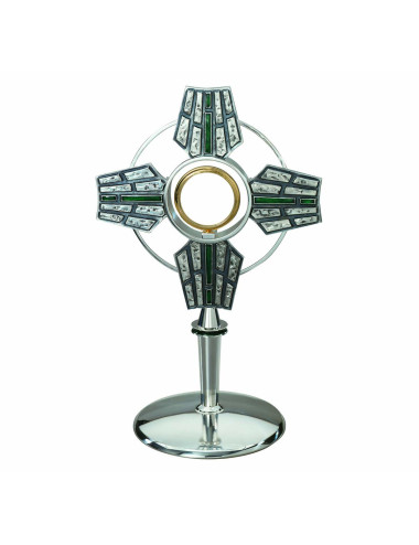 Modern Monstrance with enameled cross