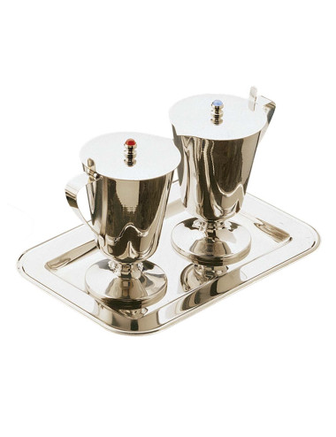Cruet set with stones in the lids