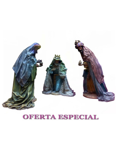 Reyes Magos adorando de barro y tela