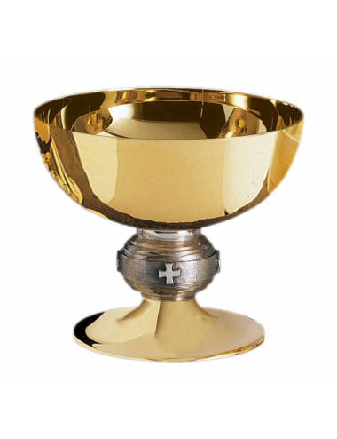 Gold plated brass Open Ciborium with silver plated node