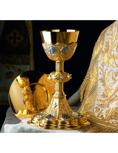 Chalice Gothic style and Paten Stations of the Cross