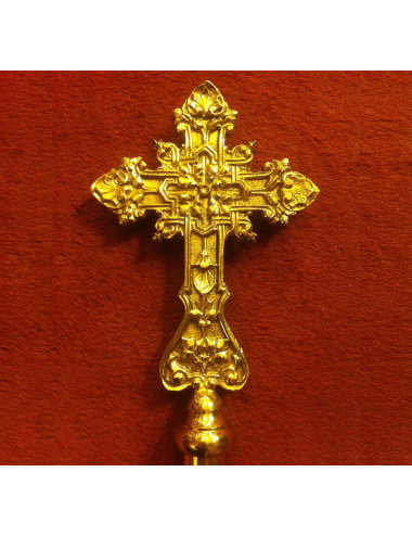 Scepter gold plated brass Cross