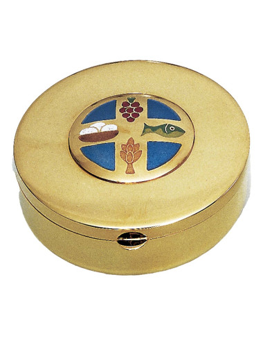 Hosts box with bread, fish, grapes and spikes motifs