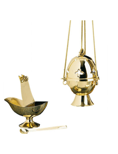 Censer & boat set simple made in brass