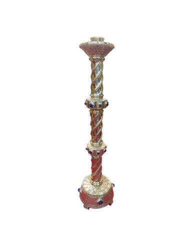Candelero realizado en metal con piedras reconstituidas