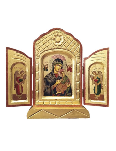 Tríptico Virgen del Perpetuo Socorro en madera