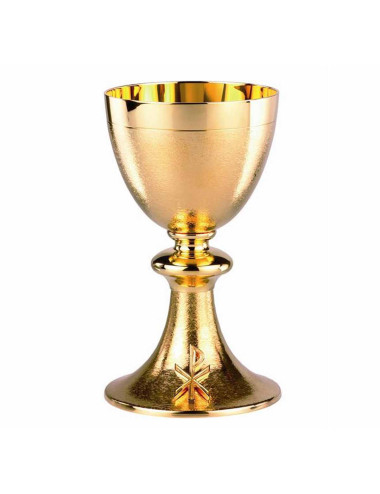 Chalice of modern style in gold plated brass