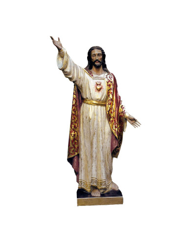 Sagrado Corazón de Jesús en madera abedul policromada