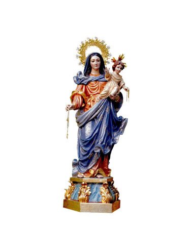 Virgen del Rosario madera abedul policromada
