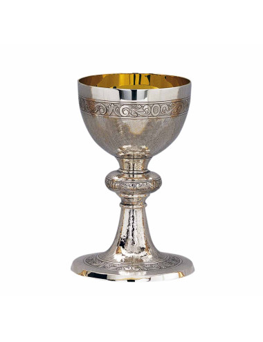 Chalice and dish Paten hand chased