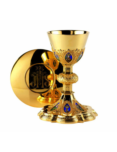 Gothic Chalice and Paten Apostles enamels