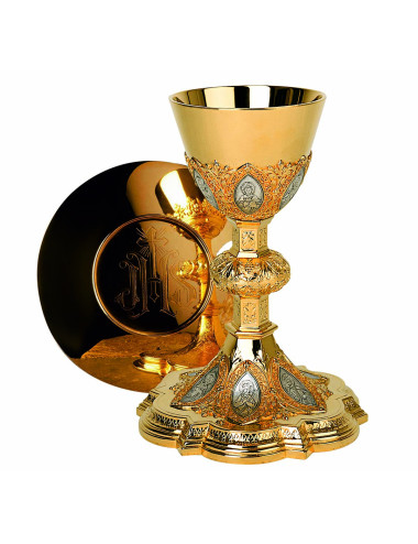 Gothic Chalice and Paten Apostles medallions