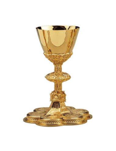 Chalice Gothic style with medallions and scale Paten