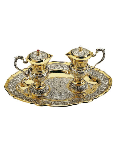Baroque style Cruet Set made in brass or sterling silver