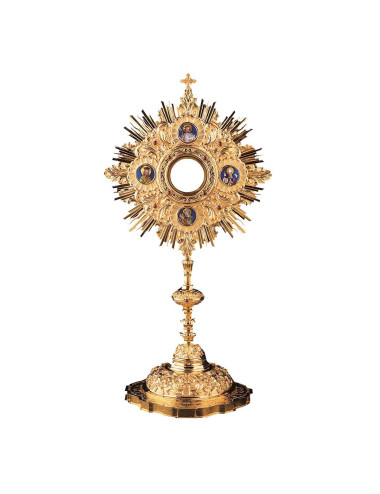 Baroque Monstrance sterling silver enameled medallions